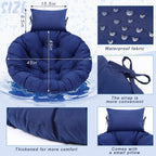 Tudomro Navy Blue Egg Chair Cushion Hanging Basket Chair Replacement 45x45 Hammock Basket Swing Waterproof Cushion Hanging Swing Pads with Headrest for Indoor Outdoor Porch Backyard Patio Garden