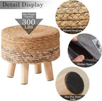 Cpintltr Ottoman Outdoor Sea Grass Stool Poufs Hand Woven Round Foot Stool for Sofa Desk Soft Step Stool Padded Foot Rest Multiple Colors Decorative Furniture Natural/Brown