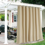 RYB HOME Extra Wide Outdoor Curtains for Patio Waterproof Heavy Duty Thermal Insulated in Summer Full Coverage Privacy for Porch, Gazebo & Pergola, W100 x L84, Biscotti Beige, 1 Panel