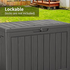 45 Gallon Outdoor Storage Box, Weather Resistant & Waterproof Resin Deck Box with UV Protection, Rattan Black Patio Storage Cabinet for Garden, Patio, Porch, Poolside(Black)