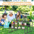 3 Tier Metal Plant Stand Indoor Outdoor, Potted Multiple Flower Pot Holder Rack Plant Shelf, Heavy Duty Planter Display Shelving for Patio Balcony Garden Living Room Decorative (3 Tier- Black)