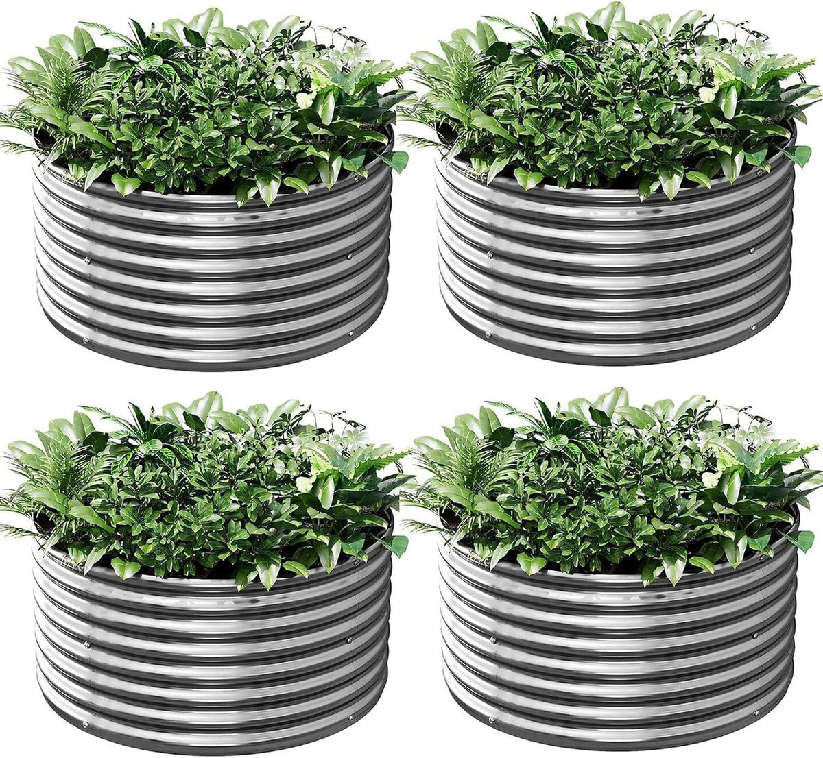 3x3ft round galvanized raised garden bed outdoor, metal, main product view