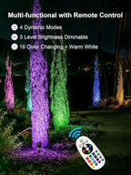 ZUCKEO All-in-One RGB Low Voltage Landscape Lighting Kit, 5W LED Color Changing Landscape Lights with Transformer and 120FT Wire, Outdoor Spotlights for Halloween Christmas Yard Garden Decor, 12Pack
