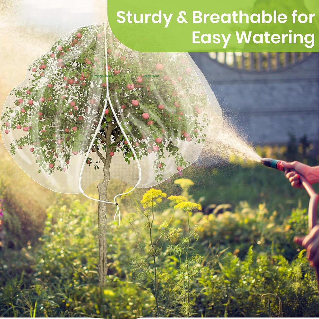 large 10x10ft fruit tree netting with zipper drawstring, front angle view