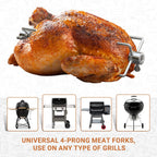 onlyfire 6003 Grill Rotisserie Spit Meat Forks, 1 Pair | For Any Gas/Charcoal Grills, Fits 1/2-Inch & 3/8-Inch Hexagon, 3/8-Inch & 5/16-Inch Square Spit Rods