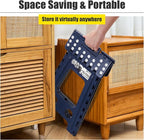 Delxo Folding Step Stool 17.5 Inch,Heavy Duty Step Stools for Adults,Non Slip Folding Stool with Handle,Premium Portable Foldable Step Stool for Kitchen Bathroom Bedroom Up to 400LBS,(Royal Blue,1PC)