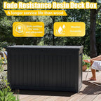 281 Gallon Outdoor Storage Box Waterproof, Large Resin Patio Deck Boxes, Lockable Outdoor Storage Container for Patio Furniture, Garden, and Pool Tools (281 Gallon, Black)