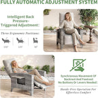 IDEALHOUSE Wicker Outdoor Recliner Reclining Patio Chairs with Adjustable Back & Footrest 150° Lay-Flat Reclining with Air Pump Rattan Flip-Up Side Table Outdoor Lounge Chairs for Pool Deck Balcony