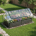 giantex 3-in-1 metal raised garden bed with greenhouse, main product view