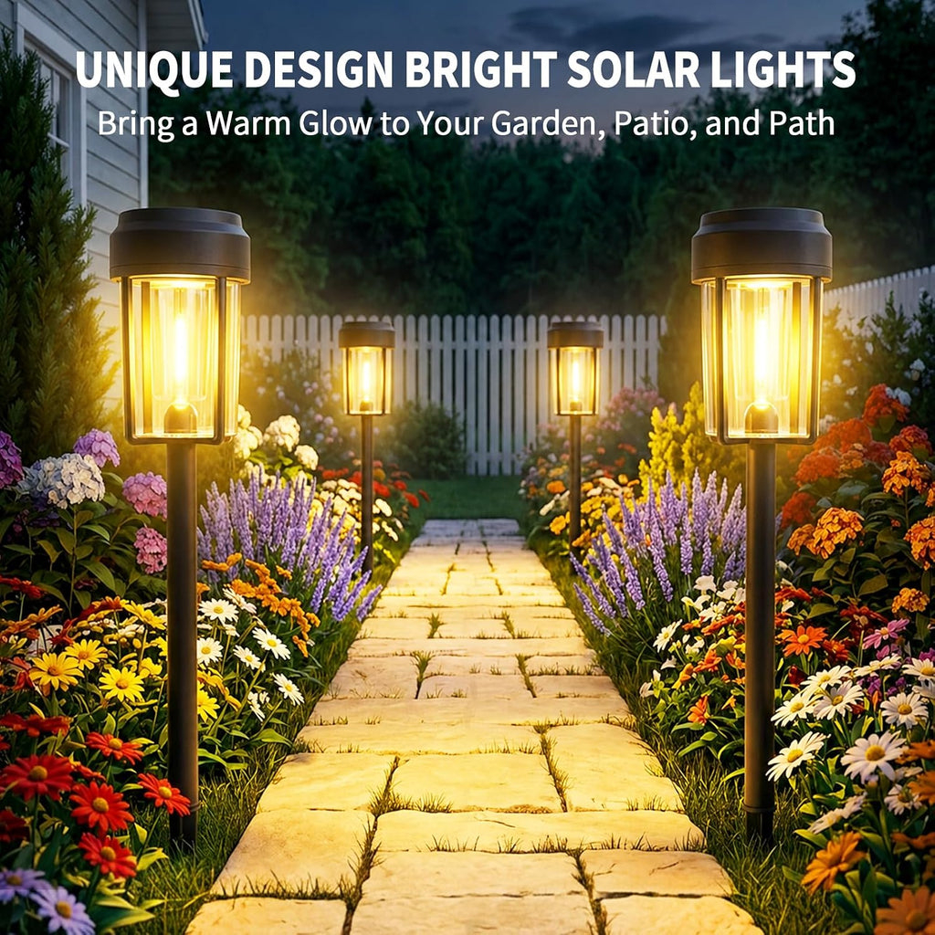 Solar Pathway Lights Outdoor, IP65 Waterproof Solar Powered Garden Lights, Auto On/Off Outdoor Light for Yard Lawn Garden Patio Walkway Driveway Landscape Lighting (10 Pack)