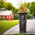 Mayne Nantucket 32-Inch Tall Planter – Self-Watering, Weather-Resistant Planter for Flowers – Durable Outdoor Design for Patio, Porch, or Entryway