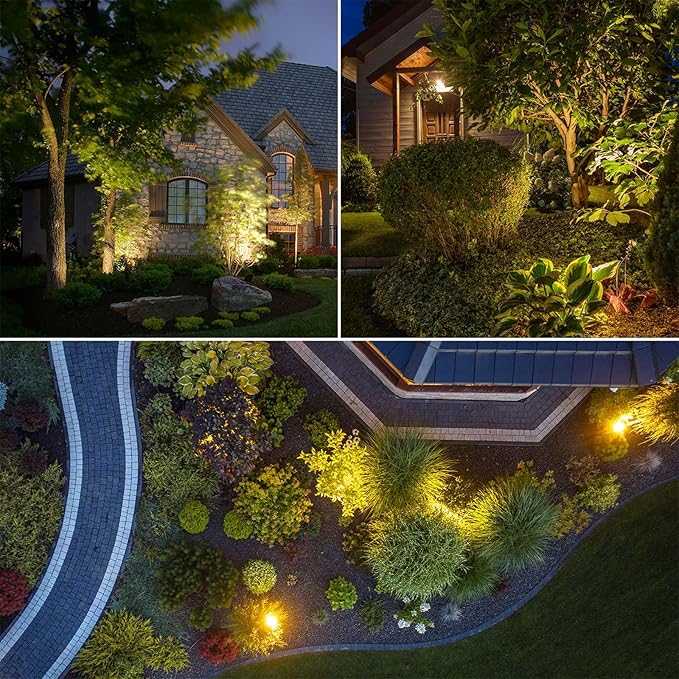 Banord Outdoor Landscape Lighting, 6 Pack Outdoor Spot Lights, Low Voltage LED Landscape Lighting with Transformer for Yard, Plant, Lawn, Garden, IP65 Waterproof & 2700K Warm White