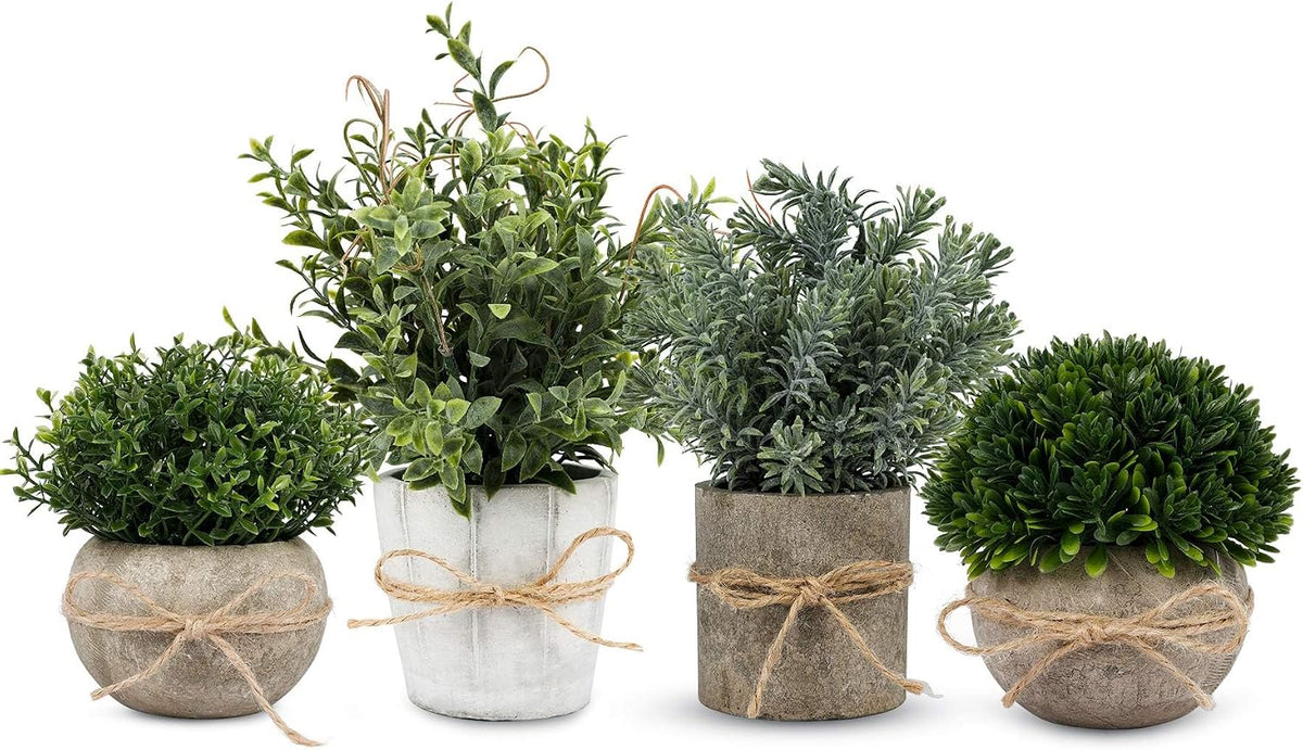 small fake plants in white pulp pot for, main product view