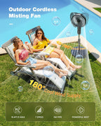 outdoor misting fan for outside, 12-inch 20000mah portable, close-up detail