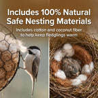 Bird Nesting Material Holder, Heart Shaped Hanging Bird Nesting Material for Wild Birds, Metal Holder with Natural Cotton & Coconut Fiber, Cottagecore Garden Decor for Bluebirds Chickadees Finches