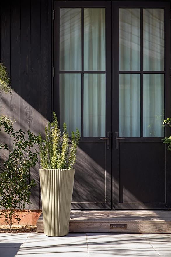 Veradek Demi Series Tall Planter for Porch, Patio, Backyard | Durable Plastic-Concrete Material | Modern Décor for Tall Plants, Grasses