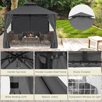 MASTERCANOPY Patio Gazebo Steel Frame Outdoor Gazebo with Windows Curtains (10x12,Dark Gray)