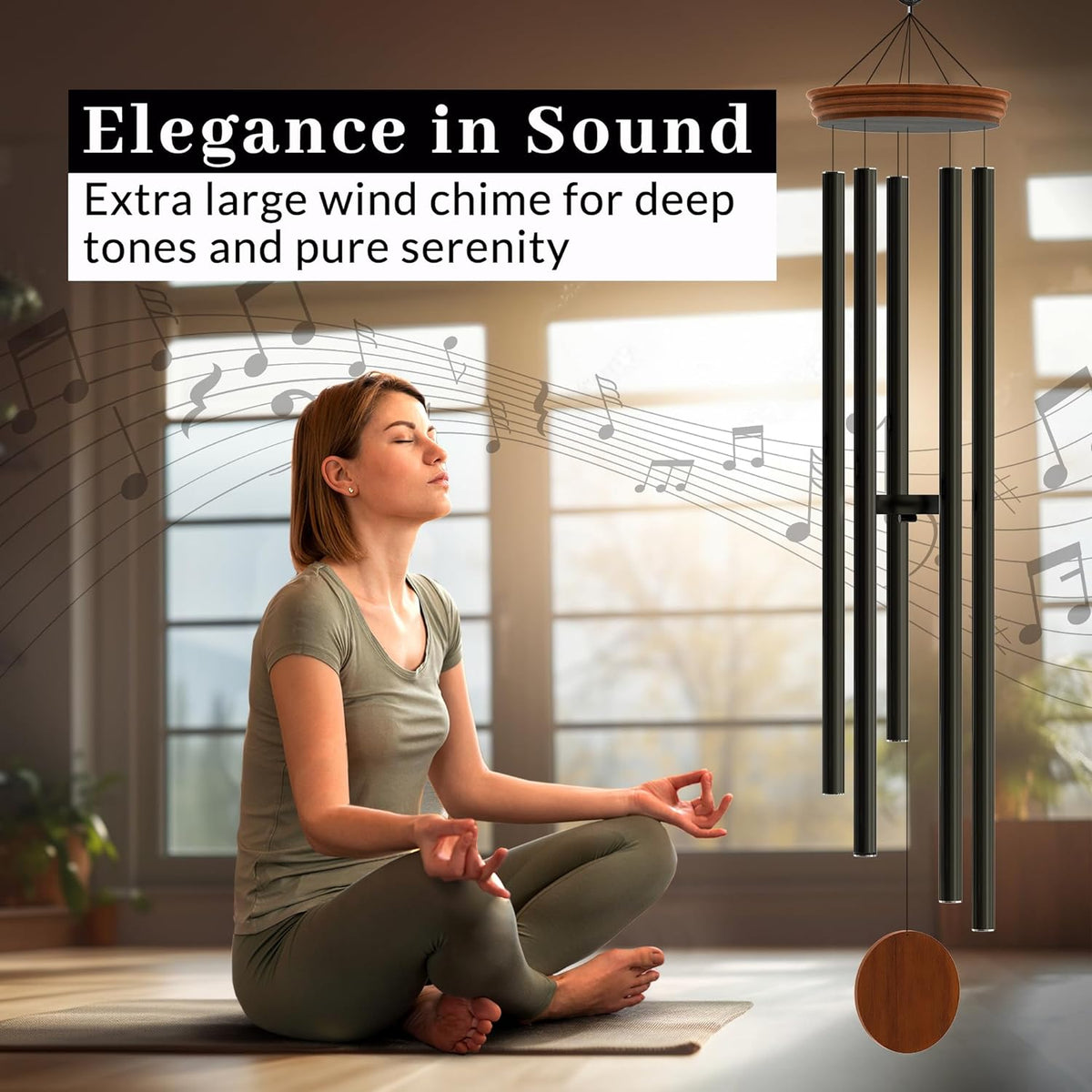 extra large 60" wind chimes - unique outdoor shown in use