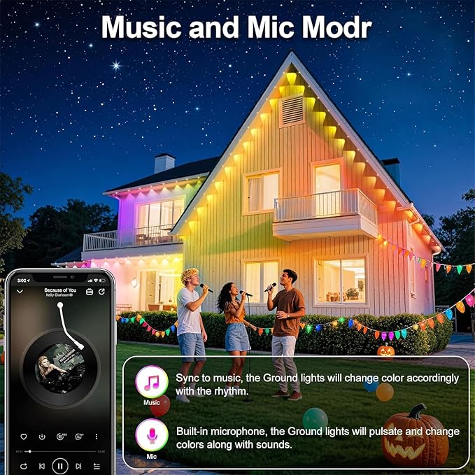 100FT Permanent Outdoor Lights for House Waterproof, IP67 LED Eave Lights with App/Remote Control, Outdoor Permanent led Lighting for House Roof Decor,Christmas,Party,All Holiday and Daily