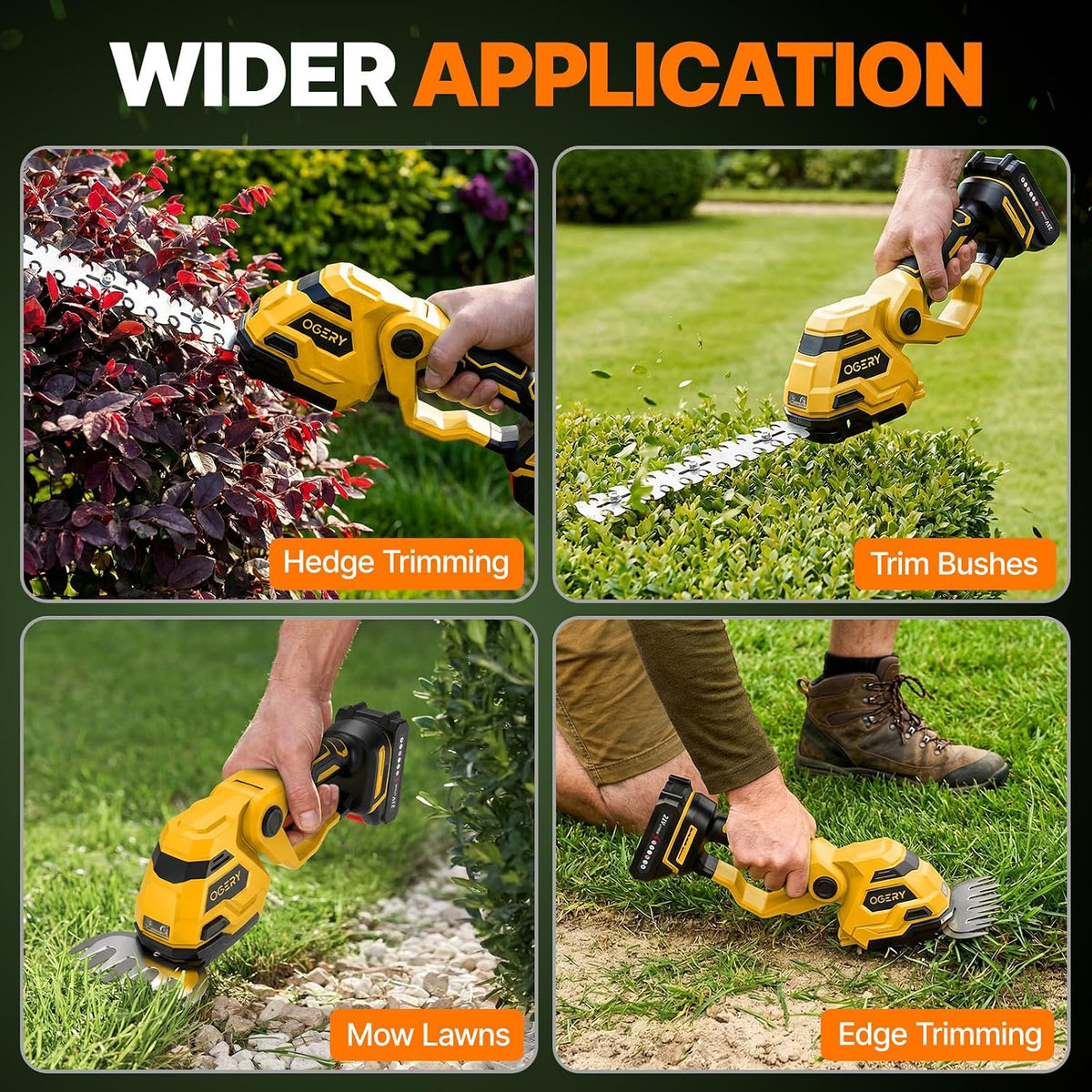 ogery 21v cordless hedge trimmer & grass shears, view 9