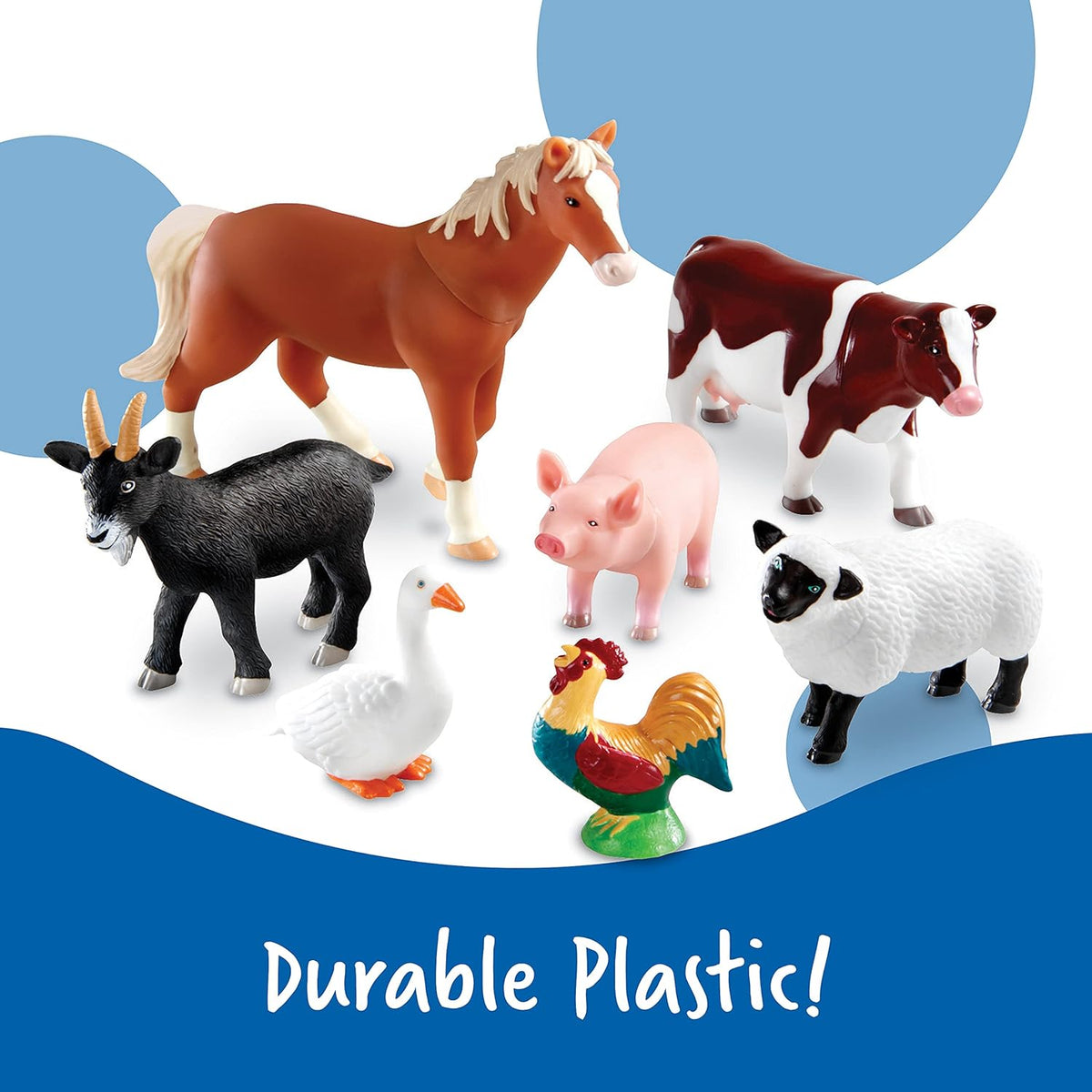 learning resources jumbo farm animals showing dimensions