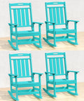 Oversized HDPE Outdoor Rocking Chair Set of 4, All-Weather, Aruba | Heavy Duty Patio Rockers with High Back, Extra Large & Extra Wide, Supports up to 380lbs, Perfect for Porch, Lawn, Garden