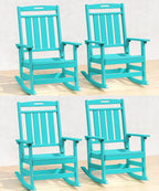 Oversized HDPE Outdoor Rocking Chair Set of 4, All-Weather, Aruba | Heavy Duty Patio Rockers with High Back, Extra Large & Extra Wide, Supports up to 380lbs, Perfect for Porch, Lawn, Garden