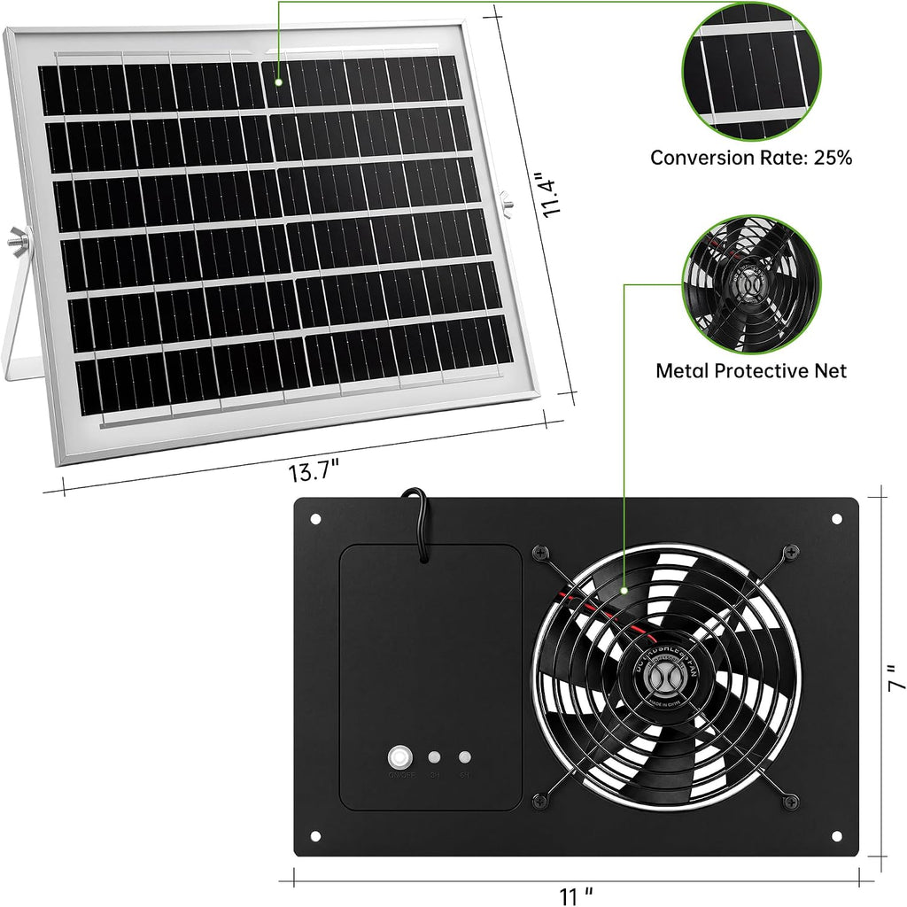 ropelux solar exhaust fans with 24/7 operation and, package contents