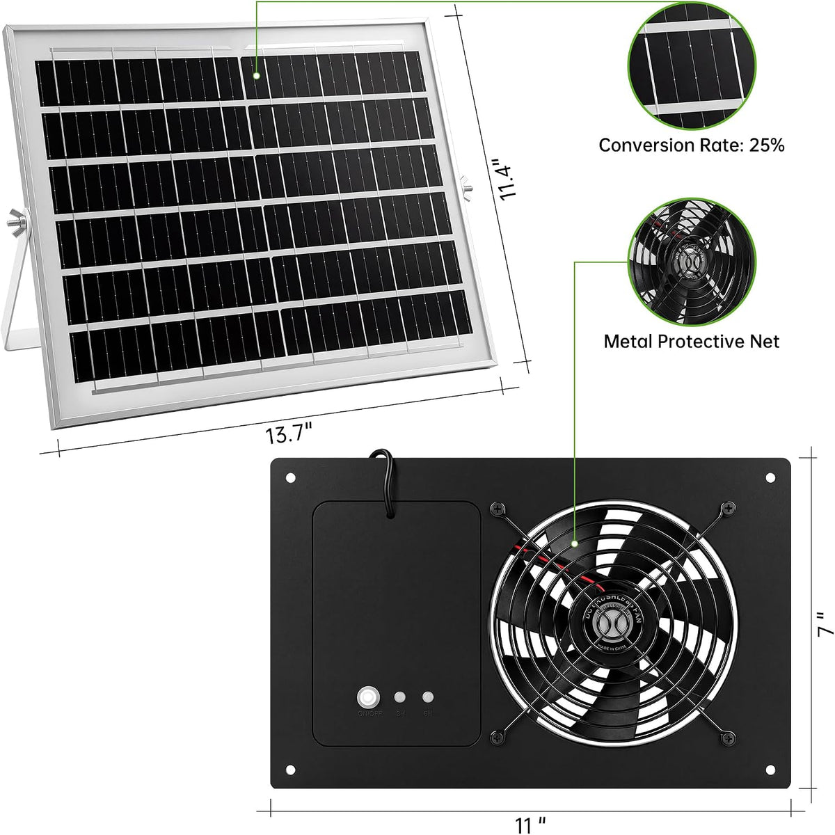 ropelux solar exhaust fans with 24/7 operation and, package contents