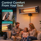 serenelife infrared patio heater, wall-mounted electric heater with showing dimensions
