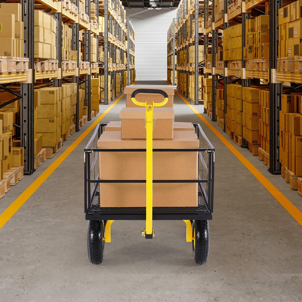 vevor 1400 lbs steel garden cart, heavy duty, front angle view