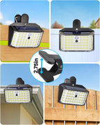 LUHLEE 176LED Clip on Solar Lights Outdoor, 600LM Solar Motion Lights Outdoor with 180° Wide Angle, IP65 Waterproof Portable Solar Fence Lights Outdoor for Fence, Gutter, Garden, Camping, Patio 2Pack