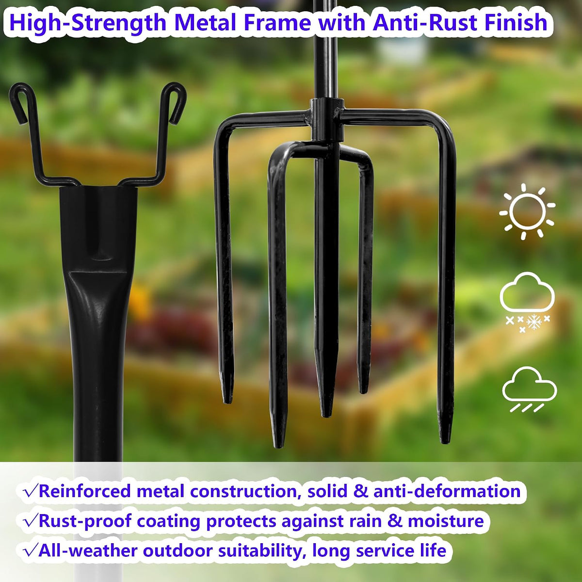 74 inch heavy duty metal garden netting support showing dimensions