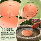 Copper Disc for Bird Bath, 99.9% Pure Copper (Cardinal) | Triple Point Support, Fits Bird Baths & Bowls, Reduces Mineral Buildup, Gift for Bird Lovers, Outdoor Garden Use