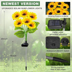 Solar Lights Outdoor Garden Decor,4 Pack with 24 Sunflower Lights,Solar Flowers Lights Waterproof,Birthday Gifts for Mom Women Grandma,Outside Decorative Stakes Light for Landscape Yard Patio Lawn