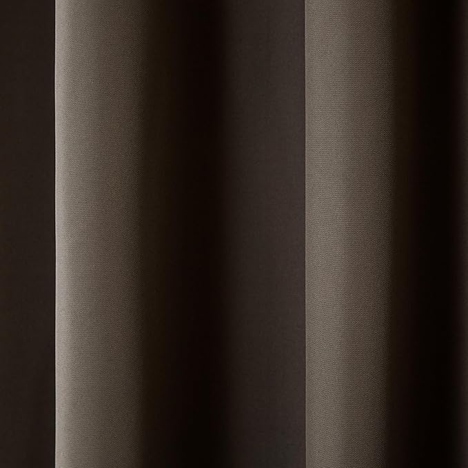 TOWN & COUNTRY BASICS Cabana Solid Heavyweight Indoor Outdoor Curtains, Light Filtering Opacity with Grommet Top, Water Repellent, 2-Pack Set, 54"x108", Chocolate