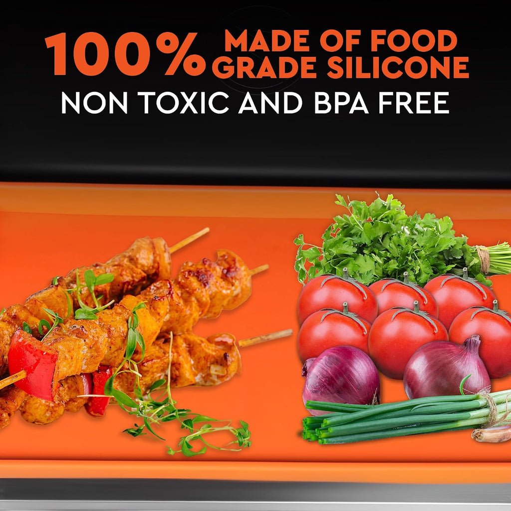 17 Inch Silicone Griddle Cover for Blackstone Griddle — Heavy Duty Food Grade BPA-Free Flat Top Grill Cover Mat, Edge-to-Edge Protection, All Seasons, Portable & Dishwasher Safe, Orange