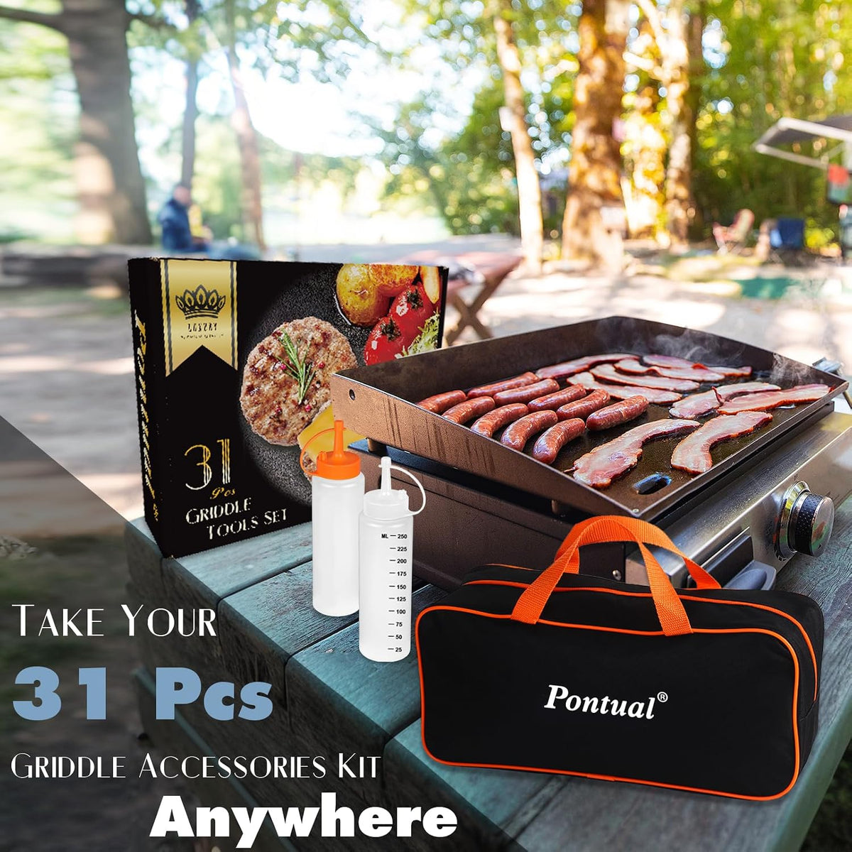 griddle accessories kit for blackstone, flat top hibachi, package contents
