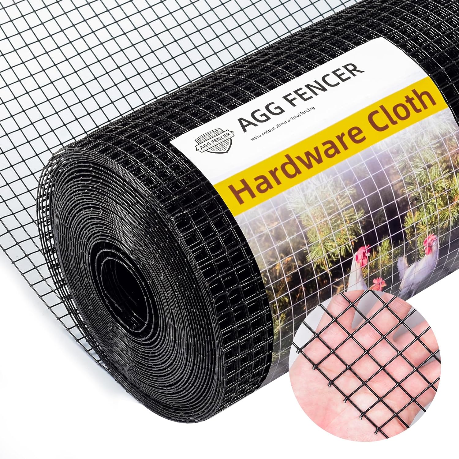 16in x 10ft Black Hardware Cloth 1/2 inch 19Ga PVC Coated Mesh | Vinyl Coated Fence, Welded Metal Chicken Wire Fencing Roll, Garden Plant Fencing, for Chicken Coop and Home Improvement
