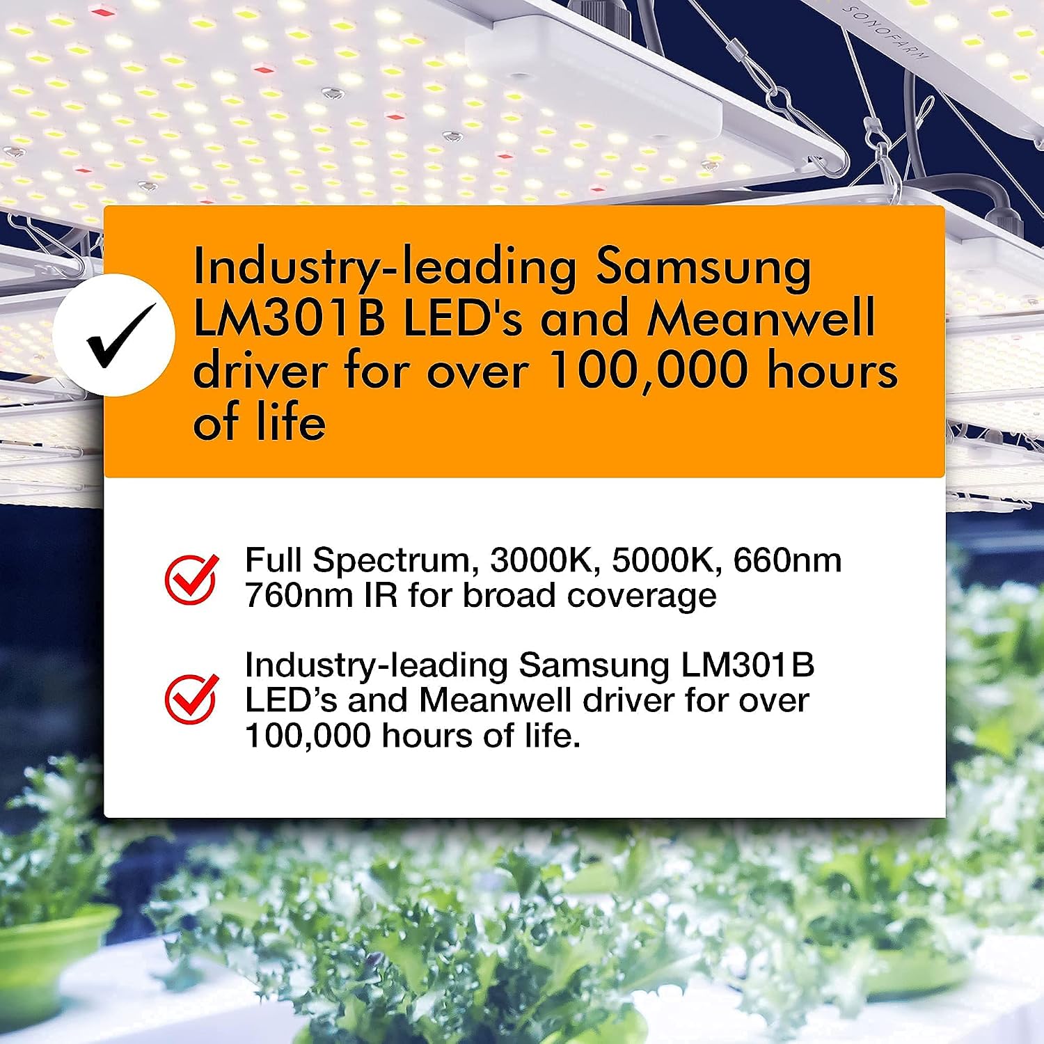 SF4000 LED Grow Light, Indoor Grow Lamp for Plants, Veg to Flower Bloom, Dimmable & Daisy Chain, 4x4 5x5 Grow Tent, Full Spectrum LM301B Diodes and Meanwell Driver