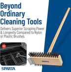 SPARTA 4002600 Stainless Steel Grill Brush, Grill Scraper With Long Handle For Commercial Cleaning, Kitchens, Restaurants, Bathrooms, 30 Inches, Brown