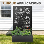 Metal Raised Garden Bed with Trellis & Privacy Screen, 71"x40"x11.8" Galvanized Freestanding Planter Box for Patio Balcony, Modern Planter with Drainage for Climbing Plants, Flowers & Vegetable
