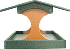 DutchCrafters Amish USA Made Poly Extra Large Fly Through Bird Feeder Post Mount for 4" x 4", Covered Bird Feeder Open Platform Seed Tray for Outdoor, Outside, Garden, Yard (Turf Green & Cedar)