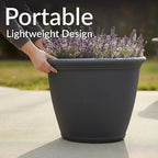Sunnydaze 20-Inch Anjelica Large Plastic Pot for Plants - Outdoor Double-Walled Large Plastic Planter with Drillable Drainage Holes - Slate - 4pk