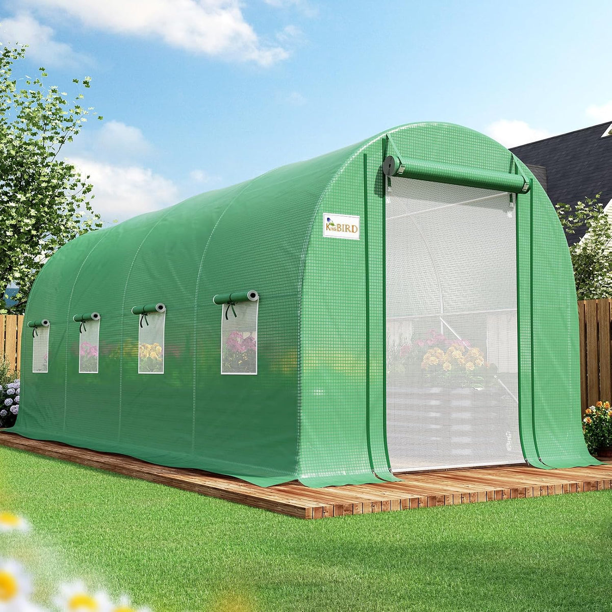 king bird premium 15x7x7ft greenhouse for outdoors, galvanized, main product view