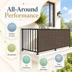 3' x 16' brown balcony privacy screen shown in use