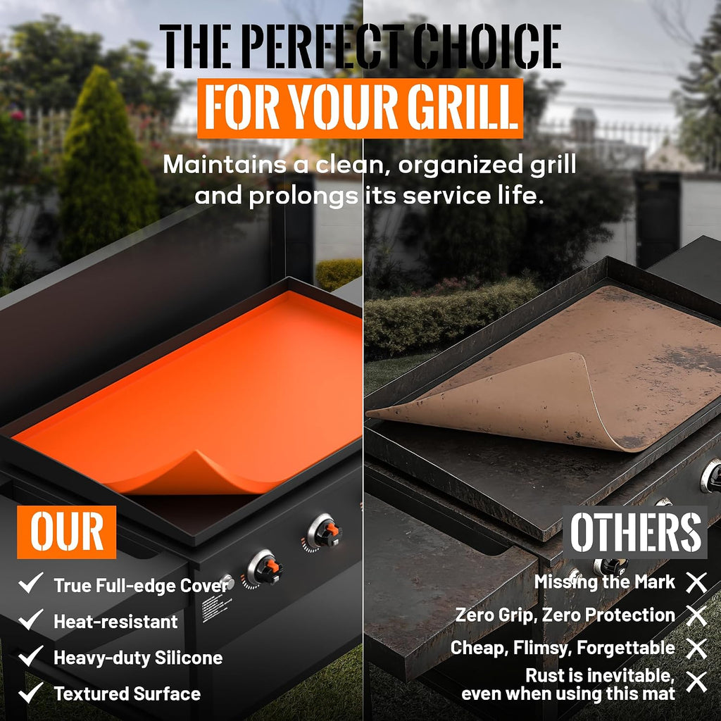 28 Inch Silicone Griddle Mat for Blackstone, Heavy-Duty Cover | Food-Grade Silicone, 1-Inch Raised Edge, Waterproof, Rust & Dust-Proof, Dishwasher Safe, Outdoor BBQ Accessories