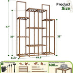 EnHomee Plant Stand Indoor Wood Plant Stand Outdoor Plant Shelf with 14-18 Potted Double Rod Large Plants Holder 440LBS Plants Shelves for Living Room Patio Balcony Yard Garden 44.8''W×11.6''D×47''H