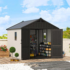 patiowell 8x10 ft resin outdoor storage shed with shown in use