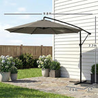 Outsunny 10 ft Offset Patio Umbrella with Cover, Round Hanging Cantilever Umbrella with 6-Position 360° Rotation, Crank Handle, Tilt, Cross Base, Heavy Duty Outdoor Umbrella for Garden